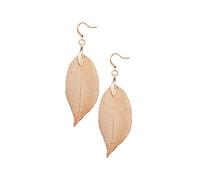 Gleamart Delicados pendientes largos de filigrana con diseño de hojas chapadas en metal, Metal