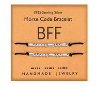 Gleamart Morse Code Bracelets Sterling Silver Beads Silk Cord Bangles for Women, Adjustable, Plata de ley