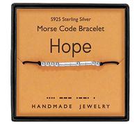 GLEAMART Pulseras de plata de ley con código morse, pulseras de cordón de seda para mujer, Seda