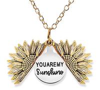 Gleamart You are My Sunshine Keep Going - Collar inspirador con colgante de girasol para mujer, Metal