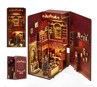 Gleamkid Retro DIY Book Nook Kit, 3D Rompecabezas de Madera Casa Mágica, Kit de Casa de Muñecas en Miniatura para Adultos y Adolescentes, Booknook Estantería Decorativa con Luz LED