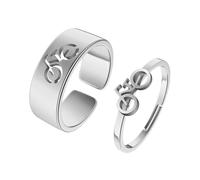 GleaMora 2pcs Joyería de Bicicleta Anillo Simple de Acero Inoxidable Ajustable Ins Style Anillo Unisex Personalizado Día de San Valentín Anillo Casual