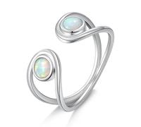 GleaMora Anillo ajustable de plata Anillo de estilo con anillo de ópalo Anillo minimalista Vacaciones de Navidad Mujeres Ocio Aniversario Joyería