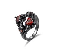 GleaMora Anillo de cabeza de calavera negra Anillo de moda casual para mujer Anillo de personalidad Ins Style Punk Joyería Anillo de lujo de luz de Navidad