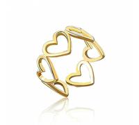 GleaMora Anillo de dedo ajustable en forma de corazón de oro plateado S925 Plata para mujeres Regalo hueco de joyería de boda de fiesta de moda
