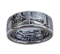 GleaMora Anillo de monedas antiguas Hip Hop Punk Anillo Unisex Anillo de moda Día de San Valentín Ocio Aniversario de vacaciones Joyería de Navidad