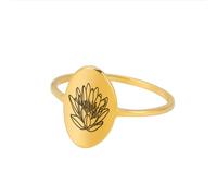 GleaMora Anillo ovalado de flor simple de acero inoxidable Personalizado Día de San Valentín Ocio Vacaciones Mujeres Fiesta de cumpleaños Regalo de lujo ligero