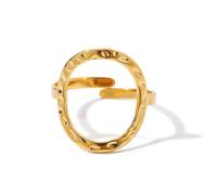 GleaMora Anillos de apertura huecos irregulares para mujer Anillo geométrico de oro de acero inoxidable Regalo de joyería de Navidad de fiesta simple de moda