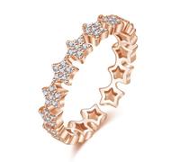 GleaMora Anillos de estrella de moda para mujeres Oro rosa plateado con anillo ajustable de circón Joyería Fina El mejor regalo para un amigo