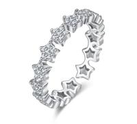 GleaMora Anillos de estrella de moda para mujeres Oro rosa plateado con anillo ajustable de circón Joyería Fina El mejor regalo para un amigo