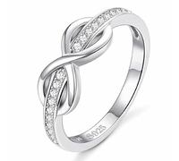 GleaMora Anillos de plata esterlina Trumium 925 para mujer CZ Símbolo del infinito Anillo de anillo de boda sin fin para siempre eternidad para mujeres niñas