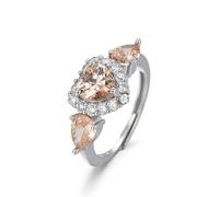 GleaMora Corazón CZ Anillo Fiesta Vida Diaria Dedo Vogue Anillo Simple Joyería Anillos Ajustables Brillantes para Mujeres Joyería de Aniversario Regalo