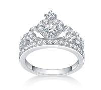 GleaMora Corona de plata esterlina simple S925 con anillo de circonita Romántico Día de San Valentín Casual Mujeres Fiesta de Cumpleaños Regalo de lujo ligero