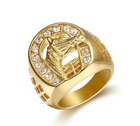 GleaMora Hip Hop Titanio Acero Cabeza De Caballo Anillo Simple Anillo Oro Plata Para Hombres Personalizado Regalo De Cumpleaños De Navidad De Moda