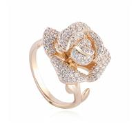 GleaMora Lujo Ligero con circón Anillo de Compromiso de Flores de Plata de Oro Rosa para Mujer Boda Vogue joyería Regalo