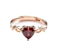 GleaMora Plata de Ley Ins Estilo Oro Rosa Rubí Anillo Luz Anillo de Lujo Corazón Ajustable Simple Mujer Joyería de Compromiso