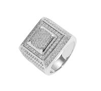 GleaMora Punk Hip Hop Con Circón Para Hombres Anillo Cuadrado Anillo Personalizado De Moda Día De San Valentín Simple Luz De Lujo Regalo De Cumpleaños