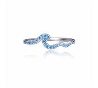 GleaMora Trumium Authentic 925 Plata de Ley Anillo de Compromiso de Boda Simple Anillos Geométricos De Dedo De Onda Azul Para Mujer Joyería Fina