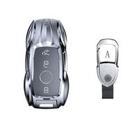 Gleamydot Funda Carcasa Llave Coche Aleación de Zinc Compatible para Carcasa Cover Mercedes Classe S C E CLA CLE GLA GLA GLE GLS Cover Llaveros de Auto (A-Silvery)