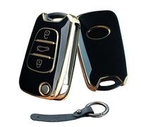 Gleamydot Funda Llave Seat Compatible para Llave Kia Hyundai I20 I30 IX20 IX35 Sorento Sportage Elantra Avante Accesorios Coche (oro negro)