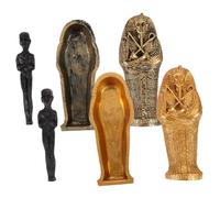 GLEAVI 1 Juego Estatua De Momia Decoración De Halloween Víspera De Todos Cajas De Golosinas De Halloween Decoración Ataúd Estatuilla De Momia Adorno De Ataúd Resina 2 Piezas