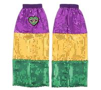 GLEAVI 1 par de calentadores de piernas con lentejuelas - Calcetines brillantes de carnaval con decoración de corazón - Cubrepiernas brillantes de doble cara hasta el muslo para festivales,