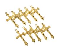 GLEAVI 10 Piezas Colgante encantos de joyería hechizos rosario crucifijo católico para santo encantos del collar de bricolaje Cruza la fabricación de joyas Aleación de zinc Dorado