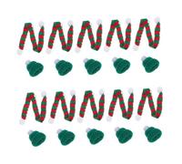 GLEAVI 10juegos Tapón Decorativo para Botella De Vino Color Mini Gorro y Bufanda Navideña para Manualidades DIY y Adornos Navideños para Tapas De Botellas