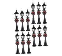 GLEAVI 12 Farolas En Miniatura, 1:12, Accesorios para Casas De Muñecas, Minifaroles, Luces De Negras para De Pueblo, Decoración Navideña.