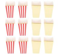 GLEAVI 12piezas Caja De Palomitas De Maíz Cuadrada Color Rojo Rayas Verticales y Marco De Cepillado Unidades Para Fiestas y Noches De Cine