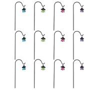 GLEAVI 12piezas Farolas Miniaturas de Jardín de Hadas con Luz Nocturna, Resina Multicolor (Magenta, Verde, Azul, Púrpura), Decoración para Micro Paisajes y Casas de Muñecas, Accesorios