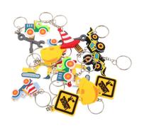 GLEAVI 16 Piezas Llaveros Juguetes Construcción para Colgantes PVC Tractor Excavadora Camión Cemento Decoración Fiesta Infantil Mochila Ligera