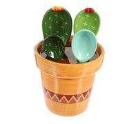 GLEAVI 1Juego Cucharas Medidoras de Cactus de Cerámica para Cocina para Hornear y Ingredientes Secos y Húmedos Incluye Soporte Decorativo Cucharas Base