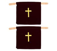 GLEAVI 2 Bolsas para Ofrendas de Diezmo para Iglesias - Bolsa de Terciopelo para Donaciones con Asas de Madera - Canasta de Recolección Religiosa de 43 X 25 Cm para Suministros de Comunión, Bautizos