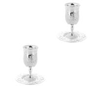 GLEAVI 2 Juegos Copa de Vino Plateada con Soporte para Shabbat Copa Sagrada para Pascua Duradera para Celebraciones y Festivales Religiosos