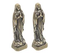GLEAVI 2 Piezas Estatua de la Virgen maría Escultura de Metal Virgen maría latón pequeña Virgen maría esculturas Femeninas decoración Religiosa en Miniatura Escultura Religiosa Golden