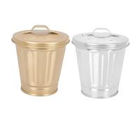 GLEAVI 2 piezas Mini Bote Basura Metálico Decorativo con Tapa Organizador Pequeño para Escritorio y Cocina Almacenamiento Compacto y Seguro para Hogar y Oficina Color Color Aleatorio
