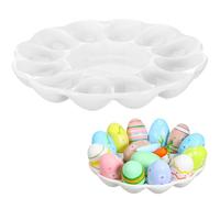 GLEAVI 20,7cm Plato para Huevos Rellenos: Bandeja Cerámica 12 Compartimentos Diseño Flor - Huevera Elegante para Pascua Catering Fiestas