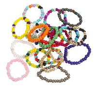 GLEAVI 21 Anillos de Cuentas Multicolor para Mujer y Niña Tamaño Ajustable Diseño Sencillo y Creativo Accesorios para Dedos Ideales para Uso Diario Fiestas y Obsequio