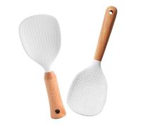 GLEAVI 2piezas Pala Para Arroz De Silicona Antiadherente Cuchara Arrocera De Mango De Madera Resistente Al Calor Cocina