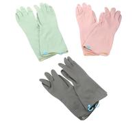 GLEAVI 3 Pares de Guantes de Goma para Limpieza Doméstica con Textura Antideslizante y Ganchos para Organización Fácil en Cocina y Lavandería