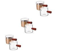 GLEAVI 3 Series Tazas Medidoras De Vidrio Con Mango De Madera Para Espresso Y Jarabes Diseño De Doble Pico Para Del Café 2 Piezas X 3