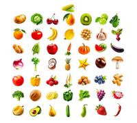 GLEAVI 300 Hojas de Pegatinas de Frutas y Verduras Superficie Lisa y Adhesivo Doble para Manualidades y Storytelling Fácil de Aplicar
