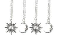 GLEAVI 4 Collares Colgantes Retro Diseño de Luna y Sol Aleación de Calidad 4 Piezas 2 Estilos Joyas Delicadas para Mujer y Hombre Obsequio Adecuado para Ocasiones Obsequios