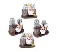 GLEAVI 4 Juegos Botes para Especias de Resina con Figura de Chef Tarros de Almacenamiento para Sal Pimienta y Azúcar Diseño Decorativo para Cocina Fácil Limpieza y Material Resistente