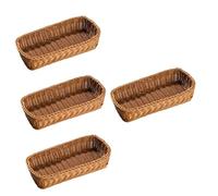 GLEAVI 4 Piezas Cesta de Almacenamiento de Utensilios Tejida Organizador para Cocina Cesto para Cubiertos y Especias Color Marrón