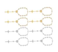 GLEAVI 4 Piezas De Rosario De Perlas De Imitación Pulsera De Rosario Para Fiesta Pulsera De Cuentas De Oración Cruz De Cuentas De Oración Joyería De Muñeca Pequeñas