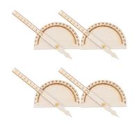 GLEAVI 4 Piezas Transportador de Matemáticas de Madera Beige, Regla de Medición de Ángulos, Medición Precisa, para Aula, Enseñanza al Aire Libre, Estudiantes