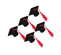 GLEAVI 5piezas Decoración De Sombrero De Doctorado Mini Tapa De Doctorado para Botella De Vino Adorables Borlas para Celebraciones De Graduación y Decoración De Botellas De Cerveza