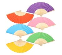 GLEAVI 6 abanicos plegables de papel: abanicos plegables chinos y japoneses de colores para niños, proyectos de bricolaje, clases de baile, decoración de bodas y fiestas al aire libre.